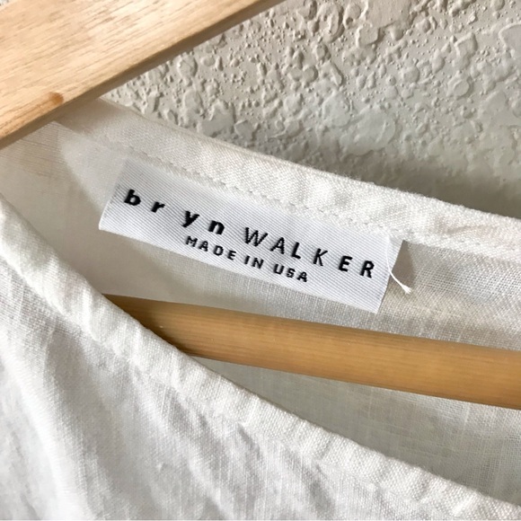 Bryn Walker White 100% Linen Tunic Dress Size Large Long Sleeve Lagenlook - Picture 6 of 8